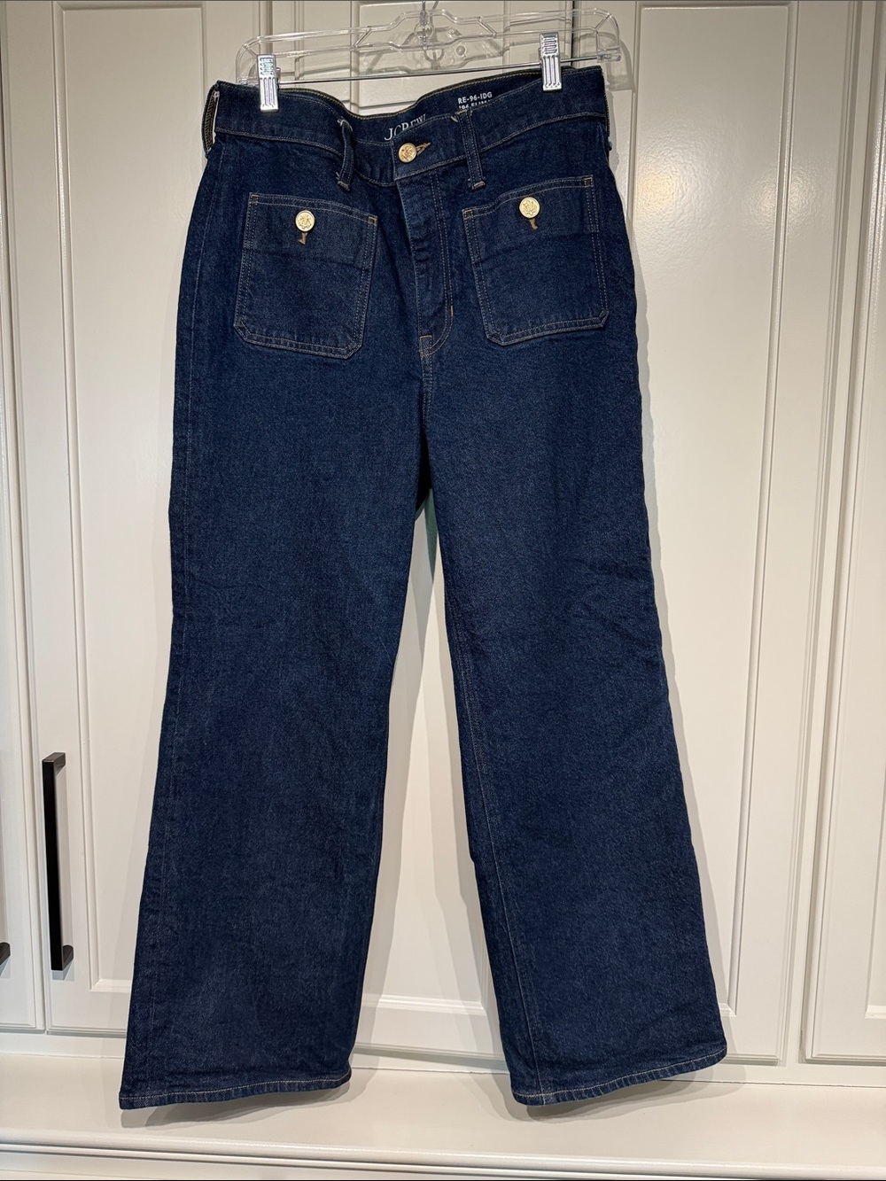 J. Crew Dark Blue Wide-Leg High-Rise Jeans with Front Patch Sailor pockets